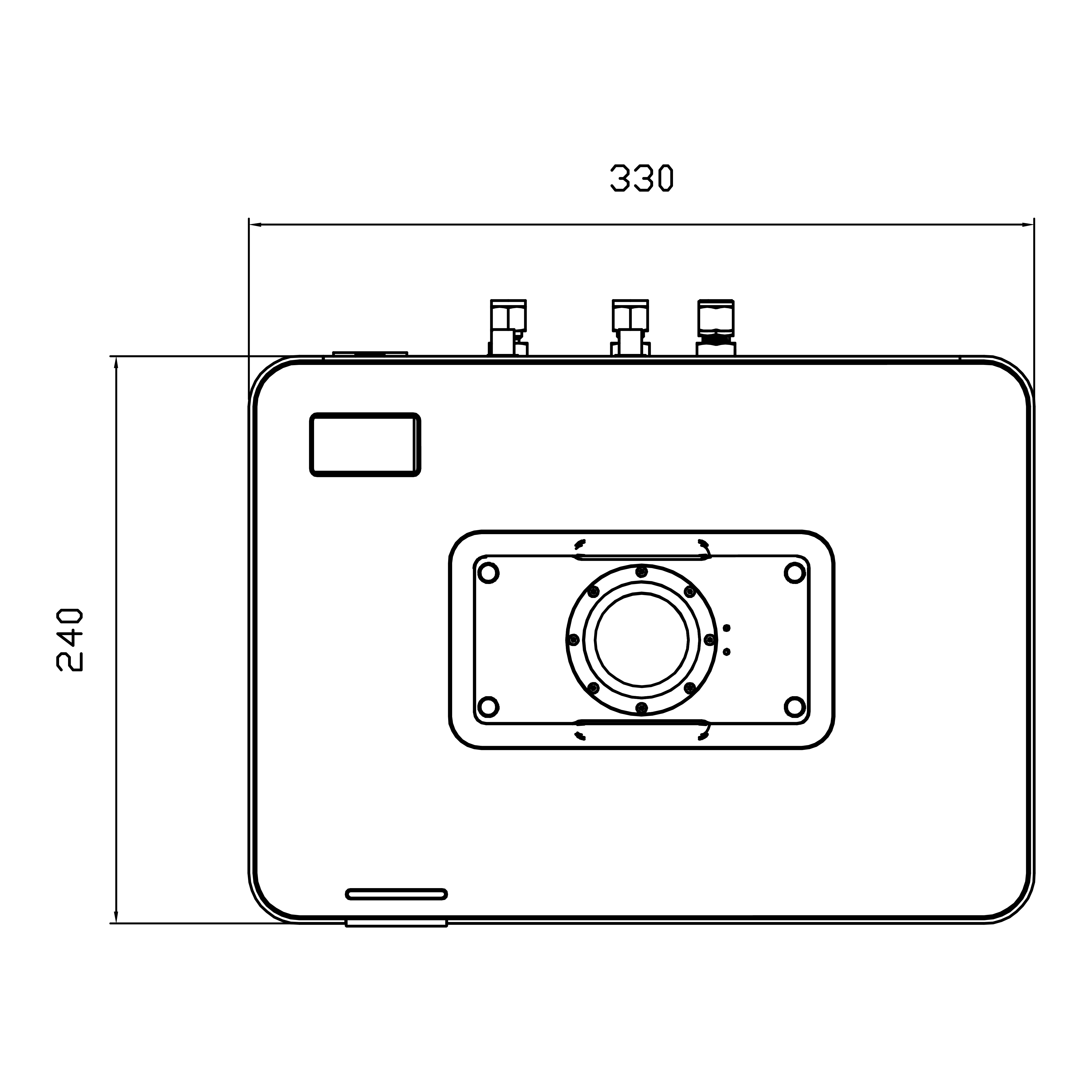Gas sensor measurement system's dimension top view