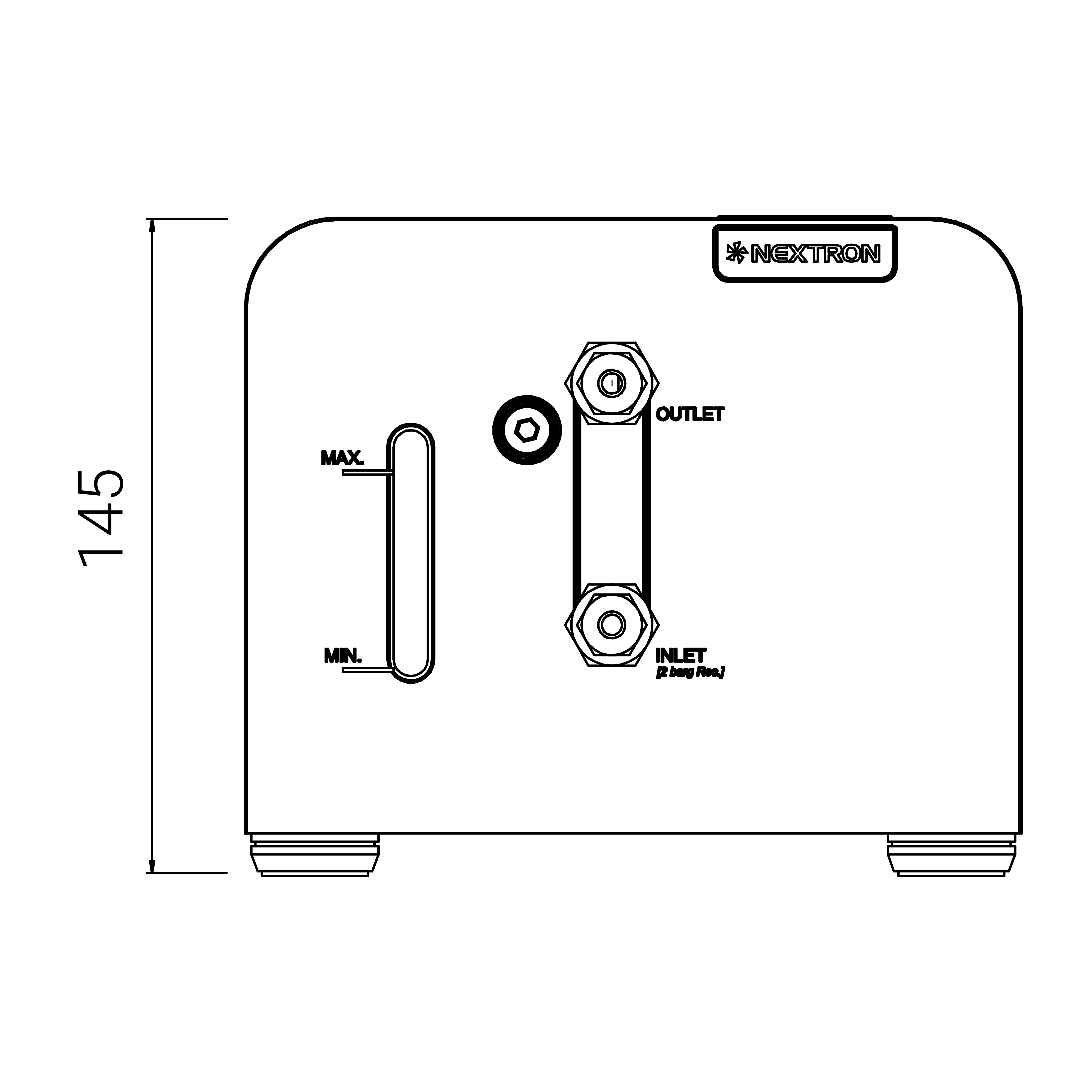 humidity controller's dimension front view