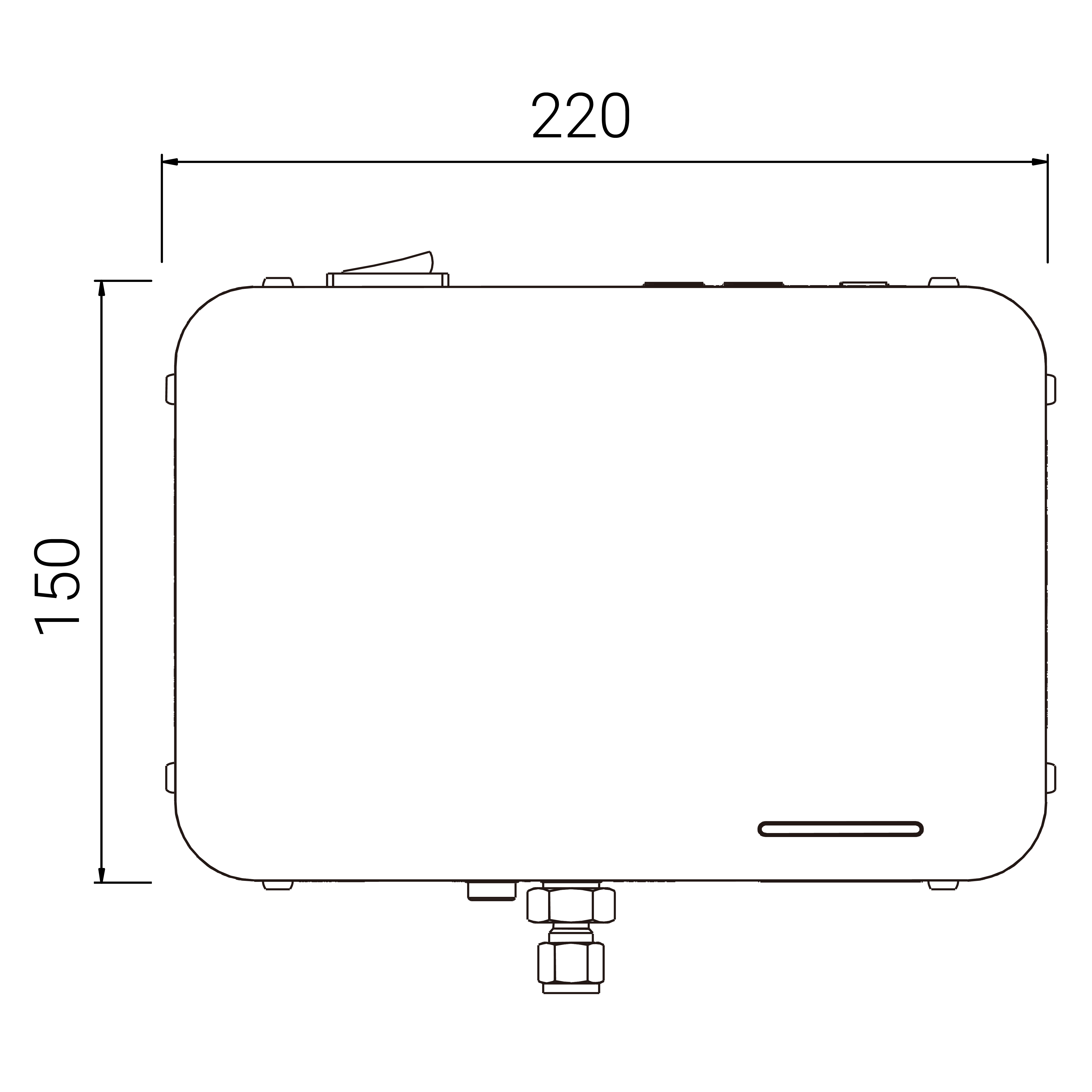 humidity controller's dimension top view