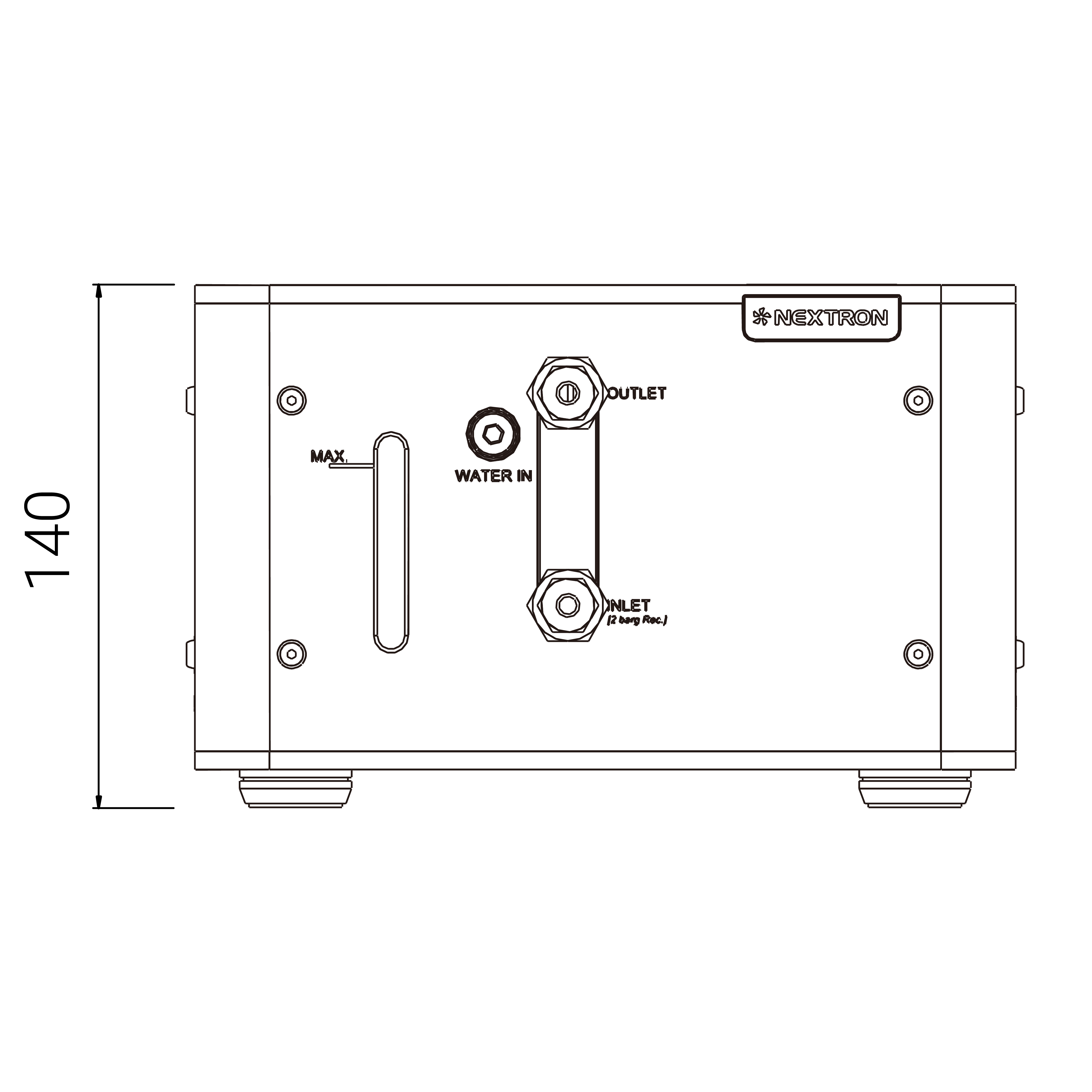 humidity controller's dimension front view