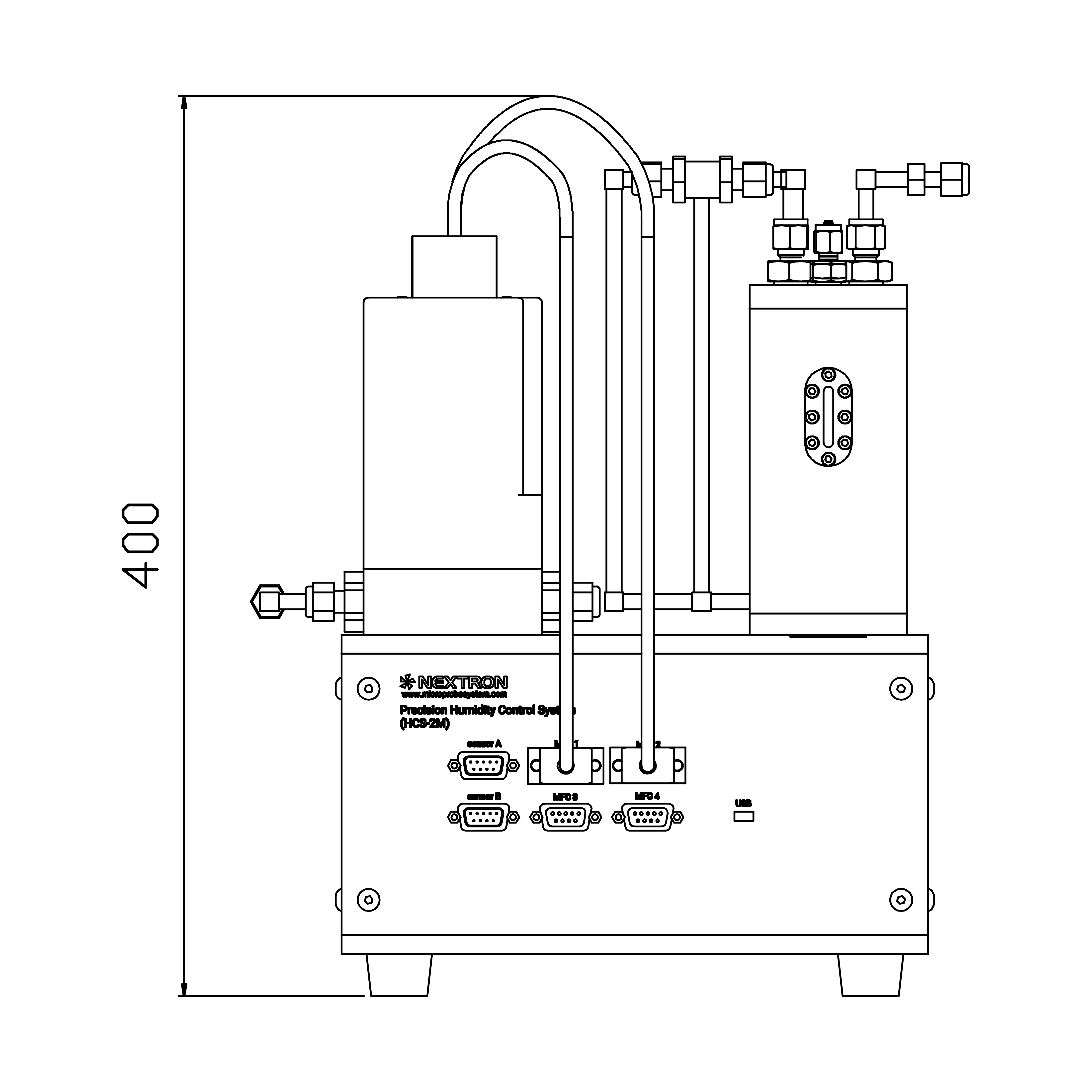 humidity controller's dimension front view