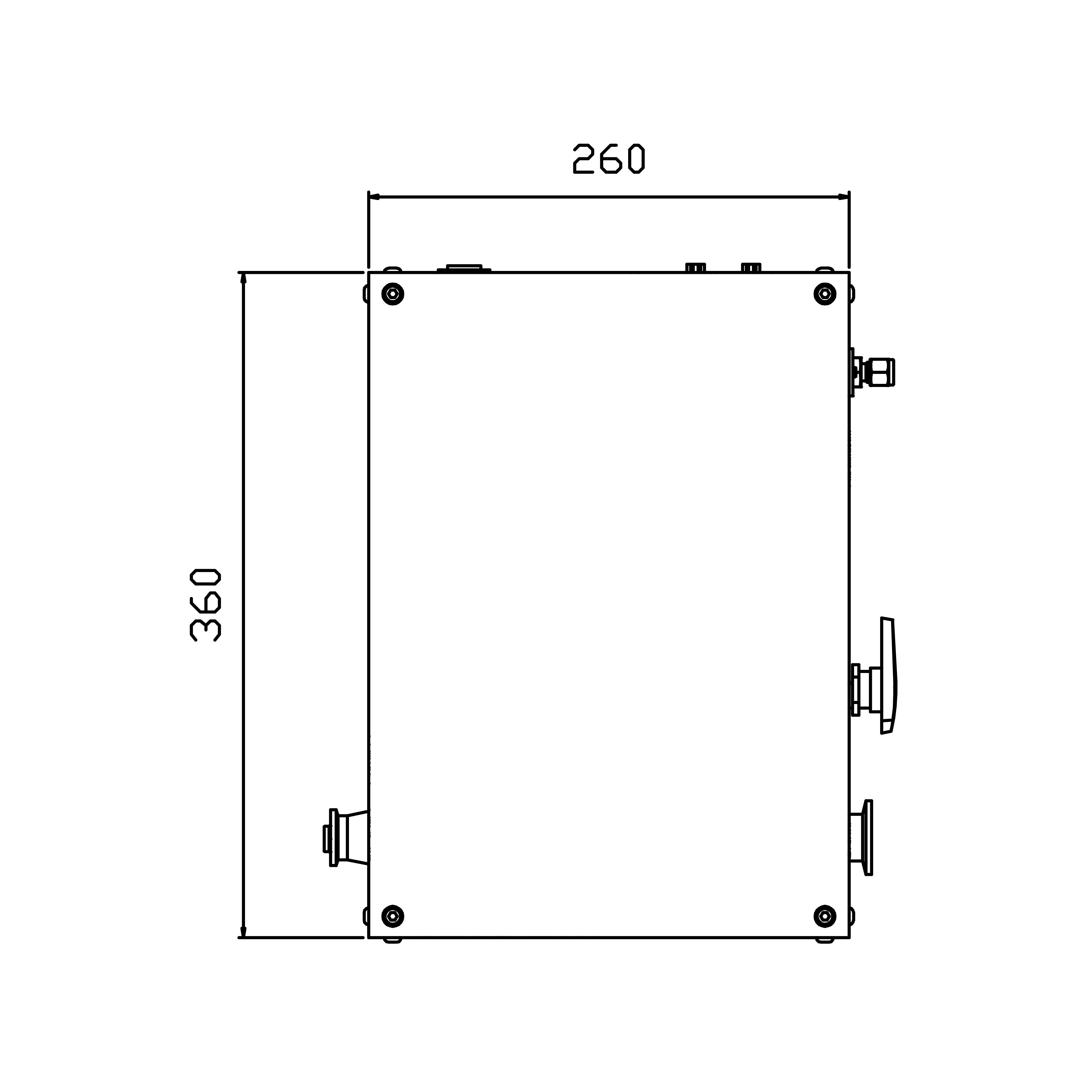 Pressure controller's dimension top view