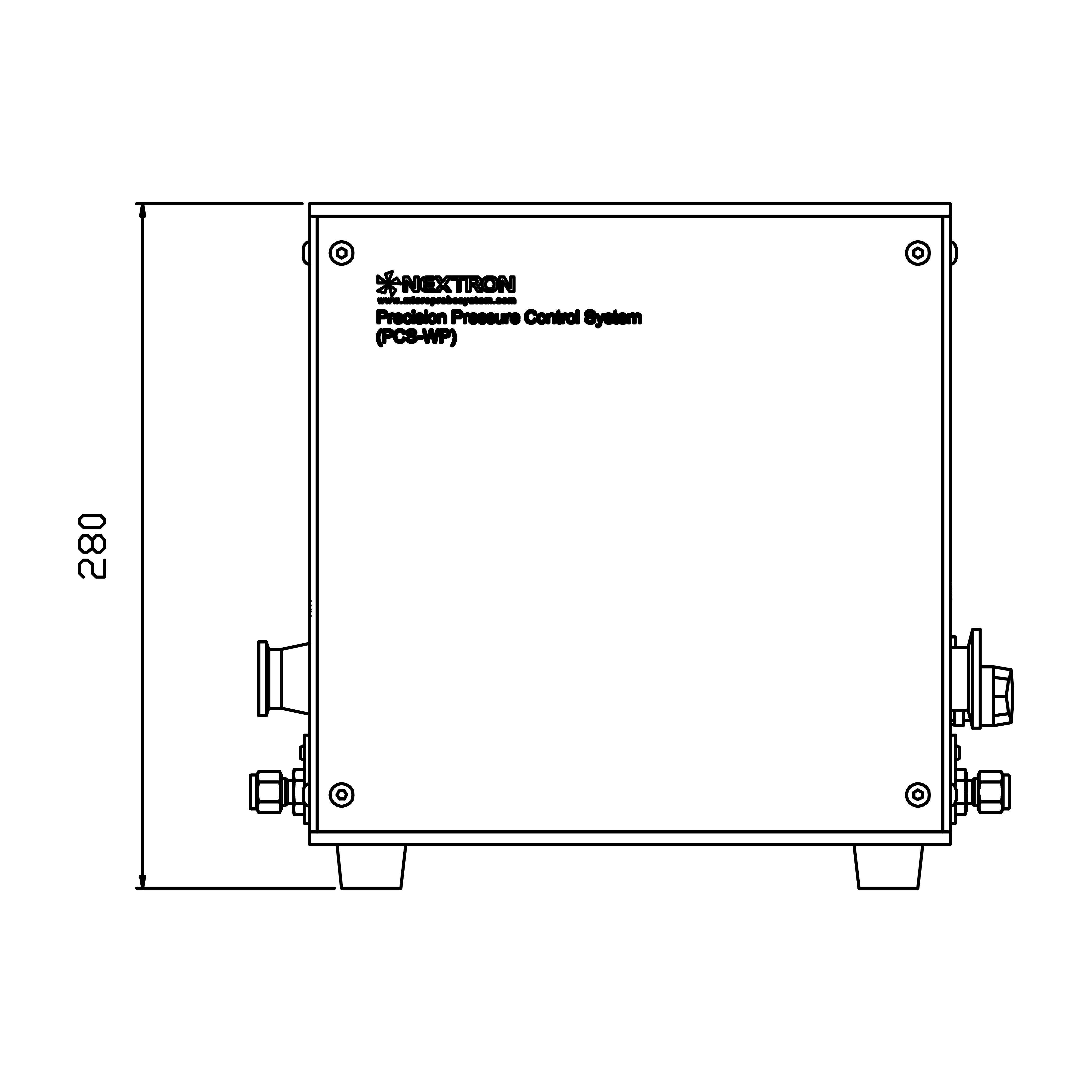 Pressure controller's dimension front view