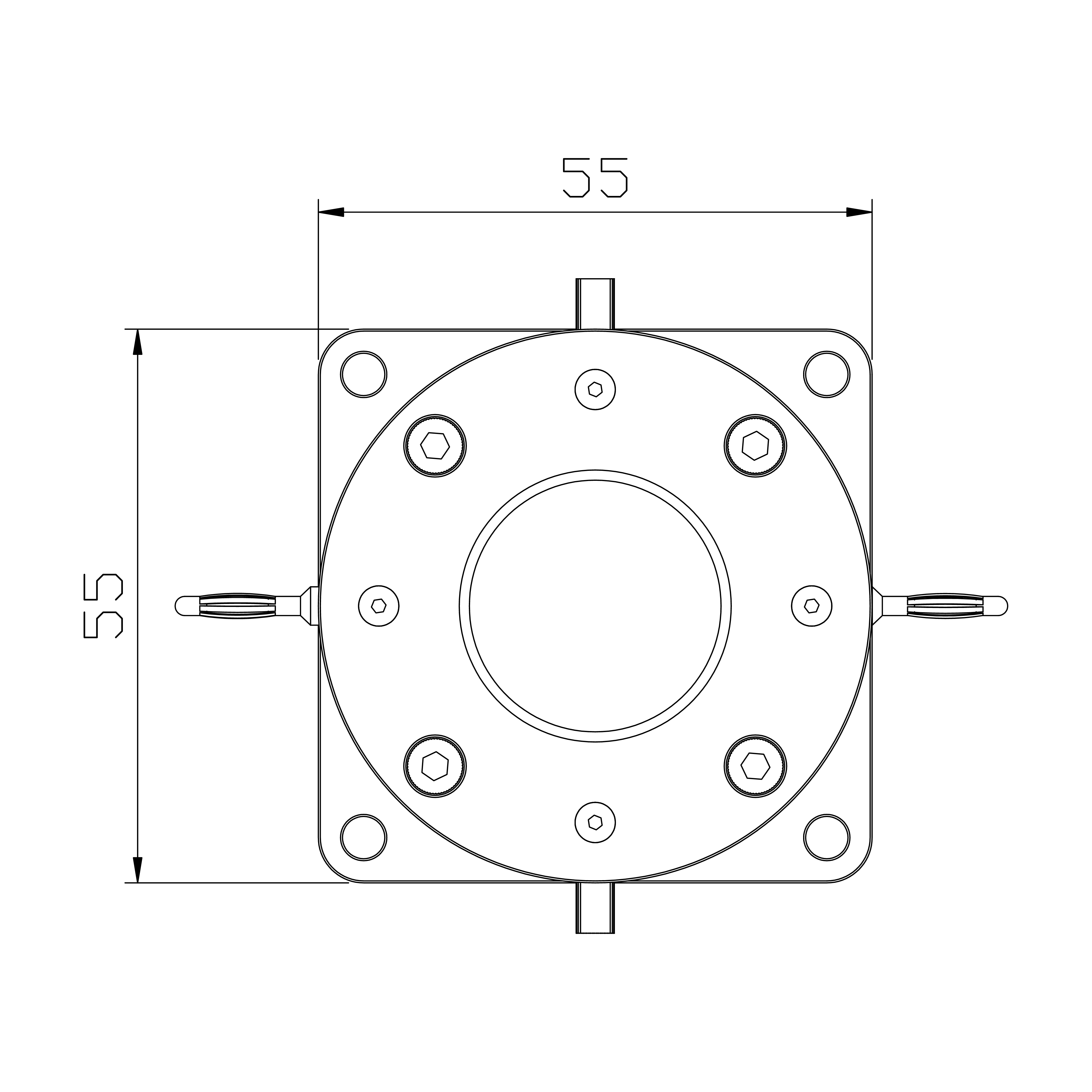 Raman Battery Cell's dimension top view