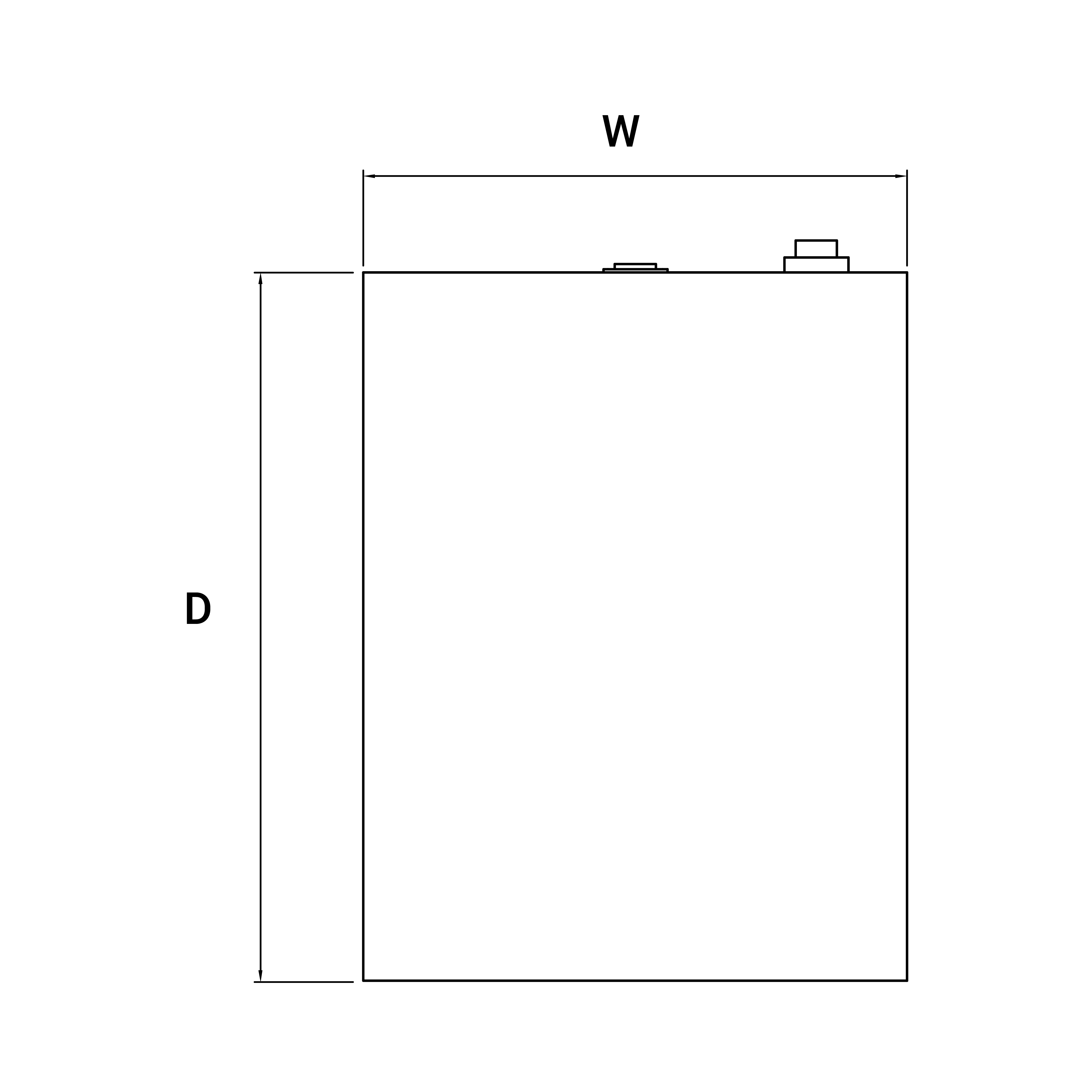 Temperature controller's dimension top view