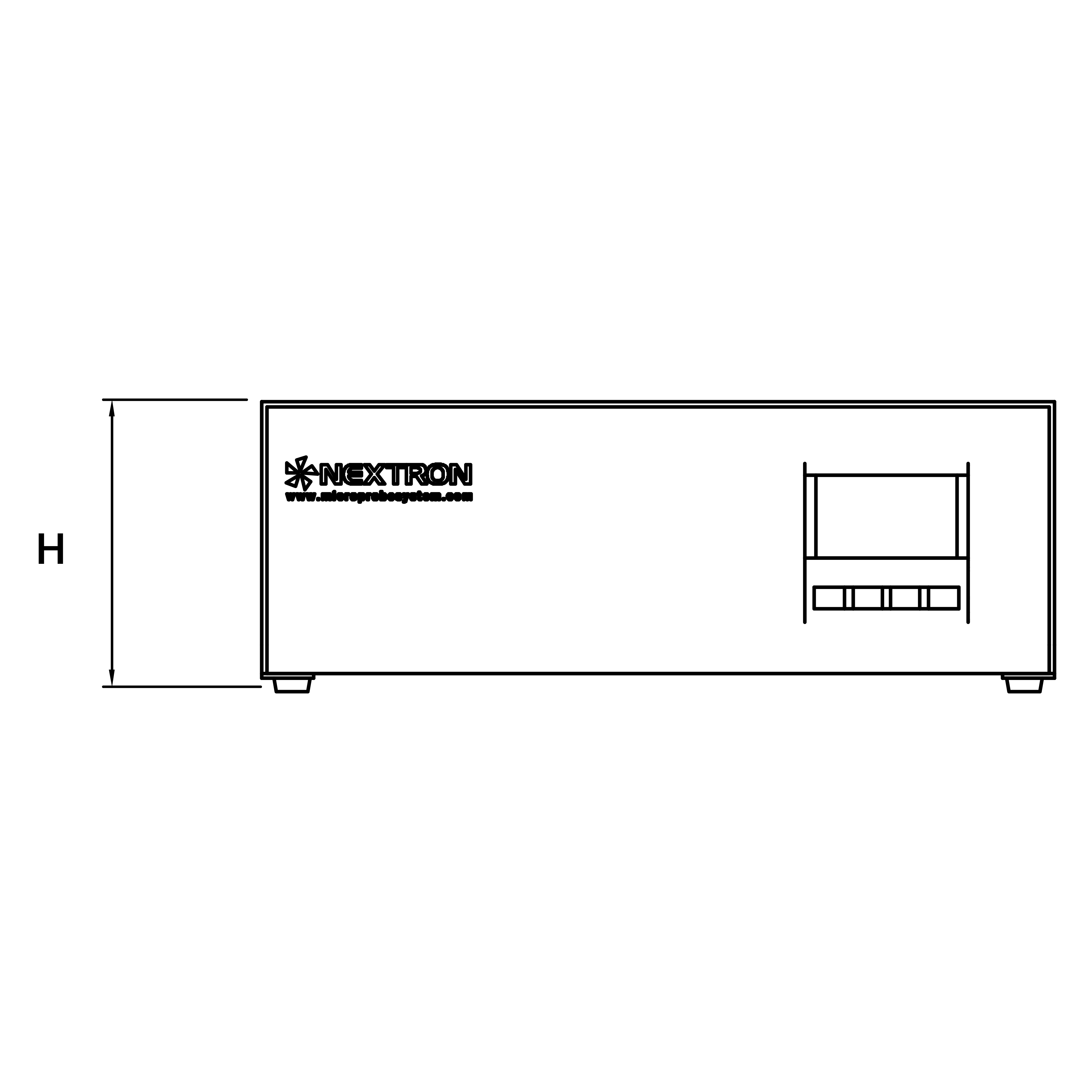 Temperature controller's dimension front view