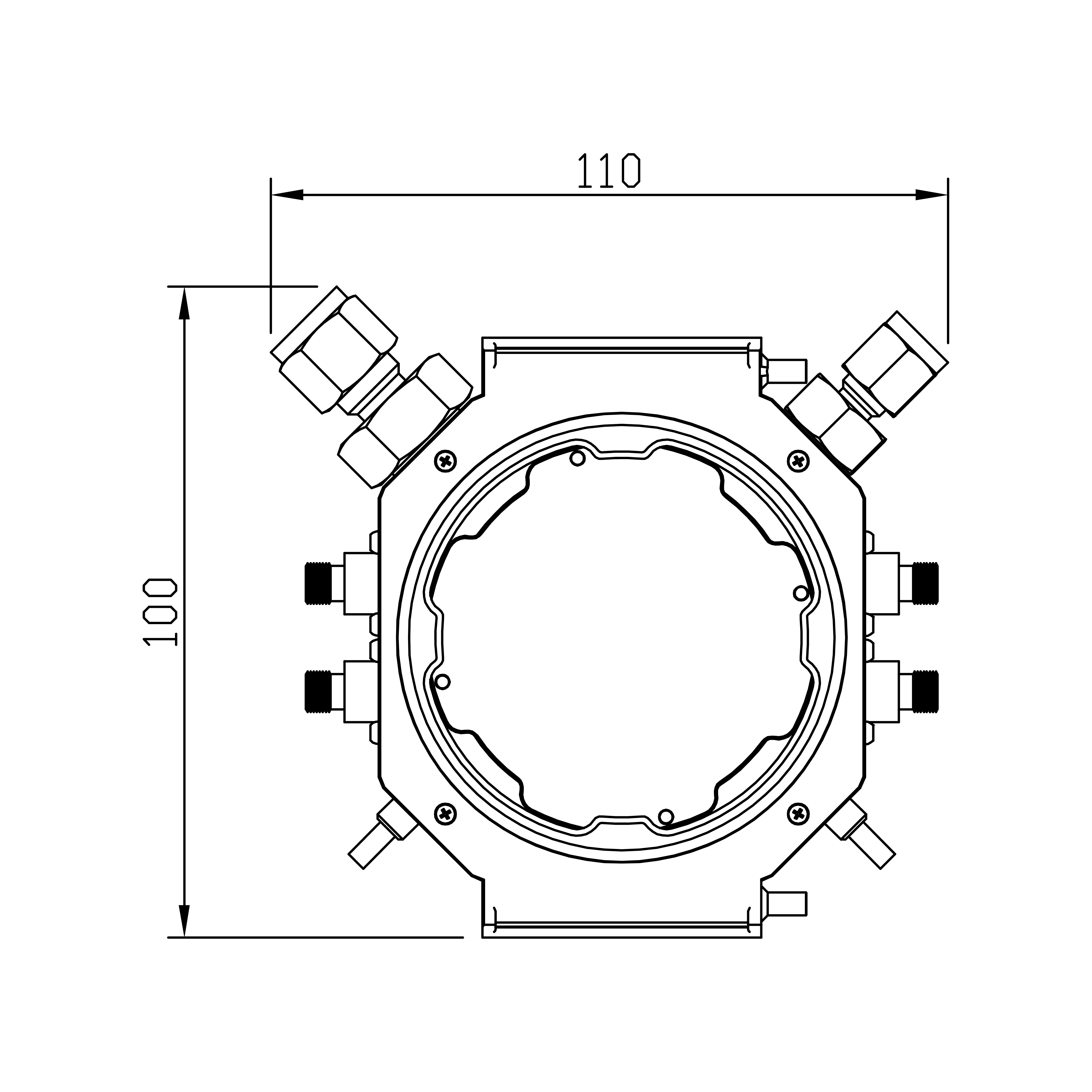 Environment System with Probes for Mounting XRD Machine's dimension top view