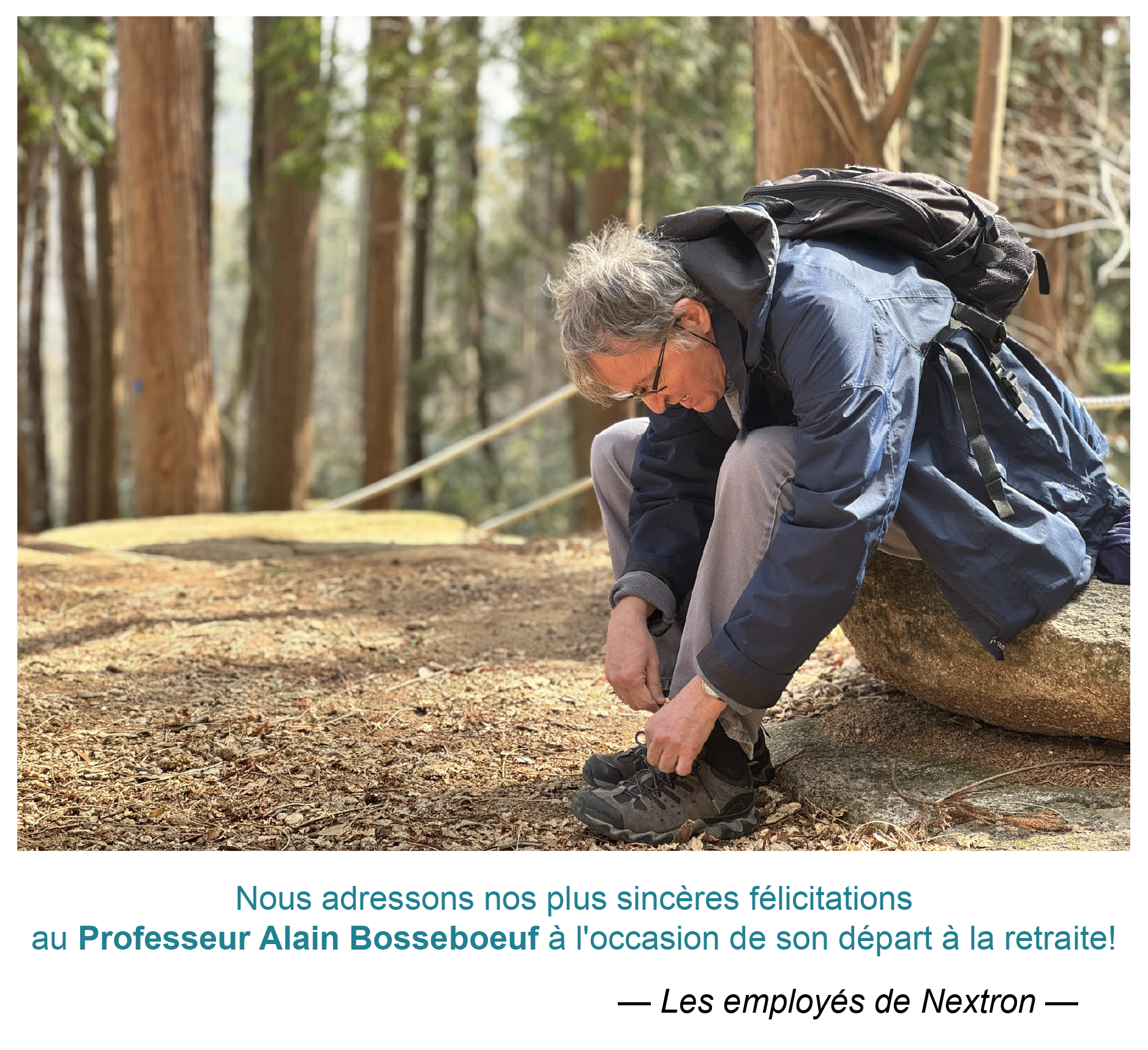 Nous adressons nos plus sincères félicitations au Professeur Alain Bosseboeuf à l'occasion de son départ à la retraite!